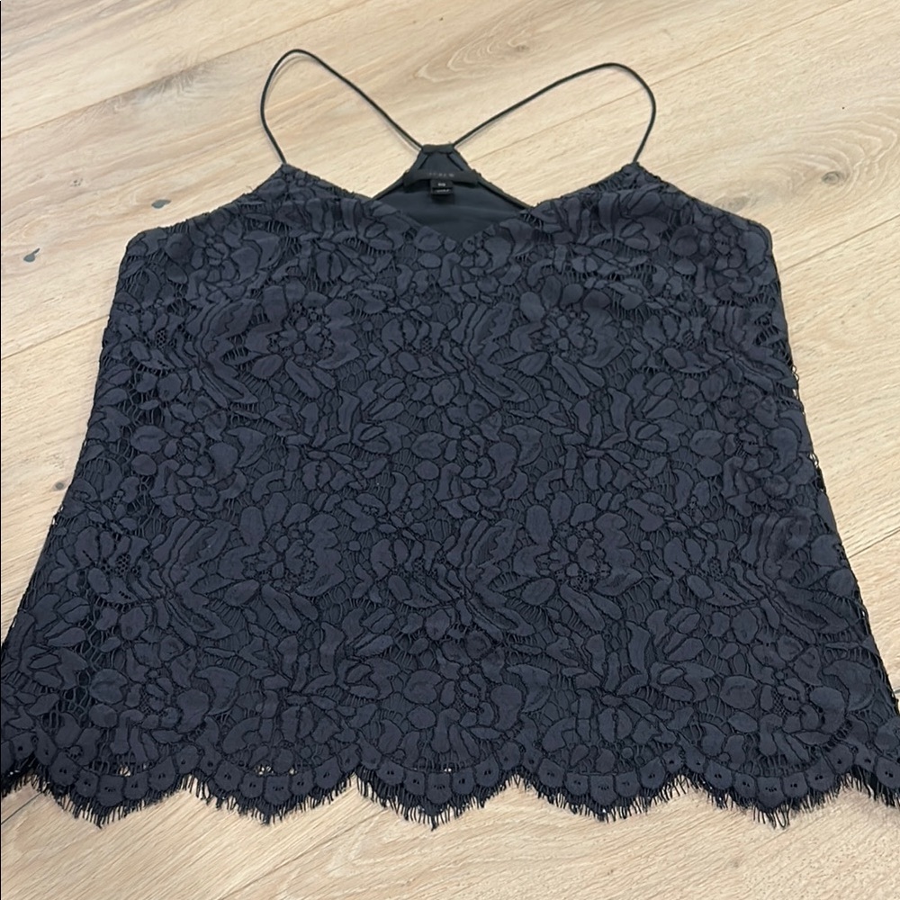 J. Crew Black Camisole Top with Scalloped Hem